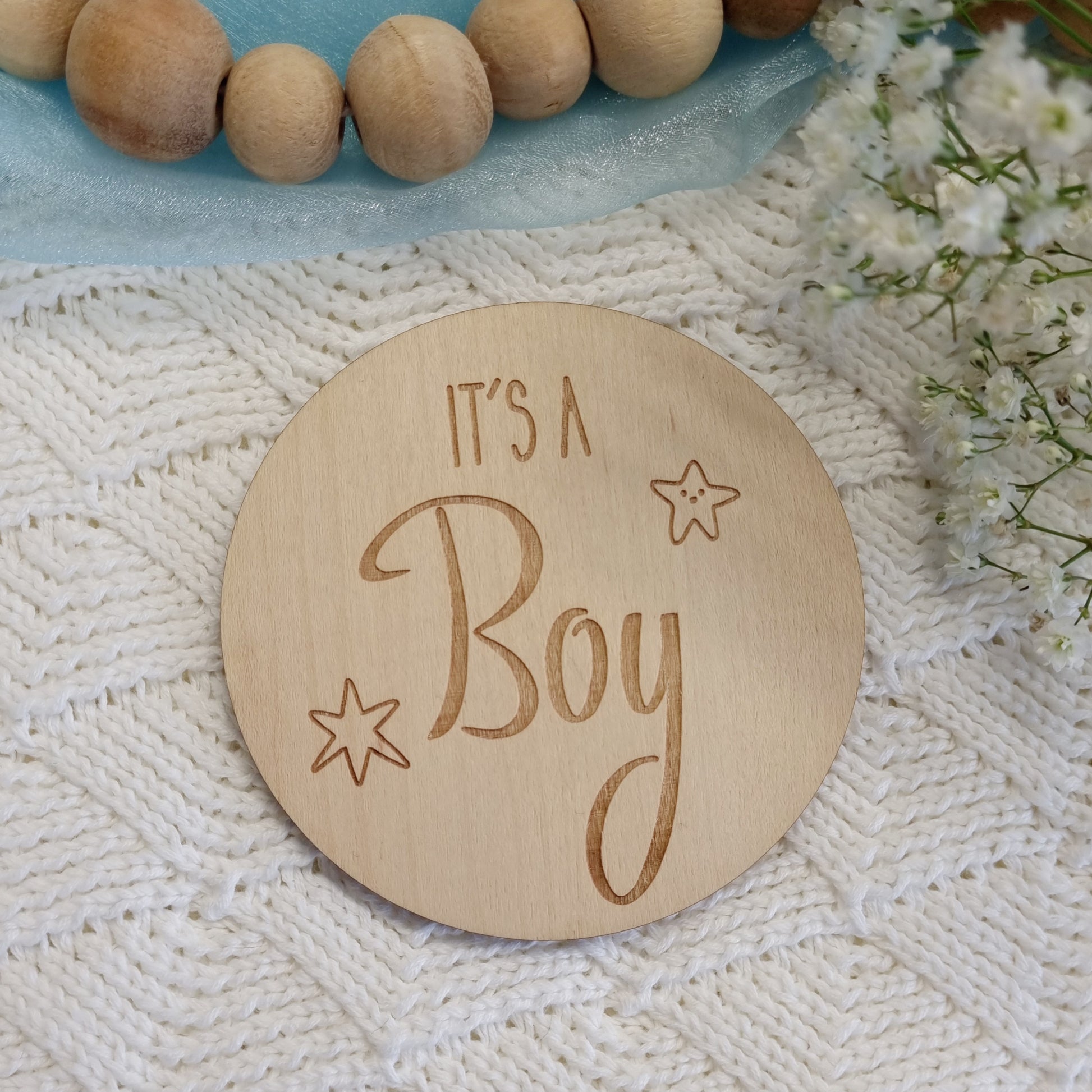 Gender reveal announcement. It's a boy